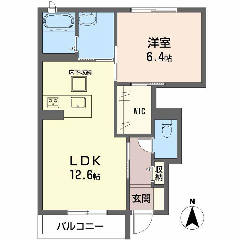 サンライズY C(1LDK/1階)の間取り写真