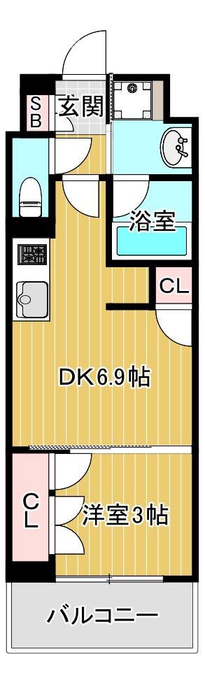 アーバネックス 大阪城北(1DK/3階)の間取り写真