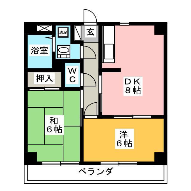ジュネスSHIMABE(2DK/3階)の間取り写真