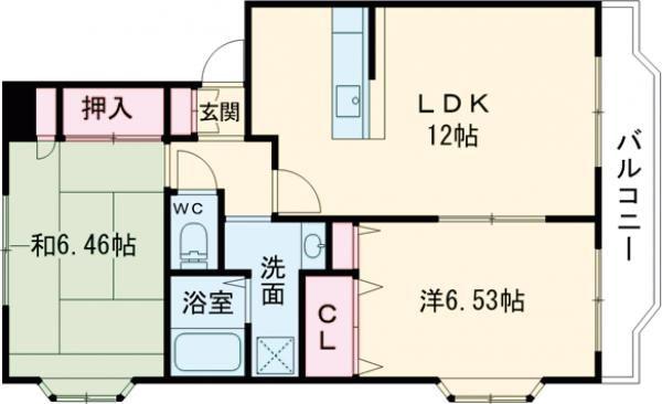 レジュウィールF棟(2LDK/2階)の間取り写真