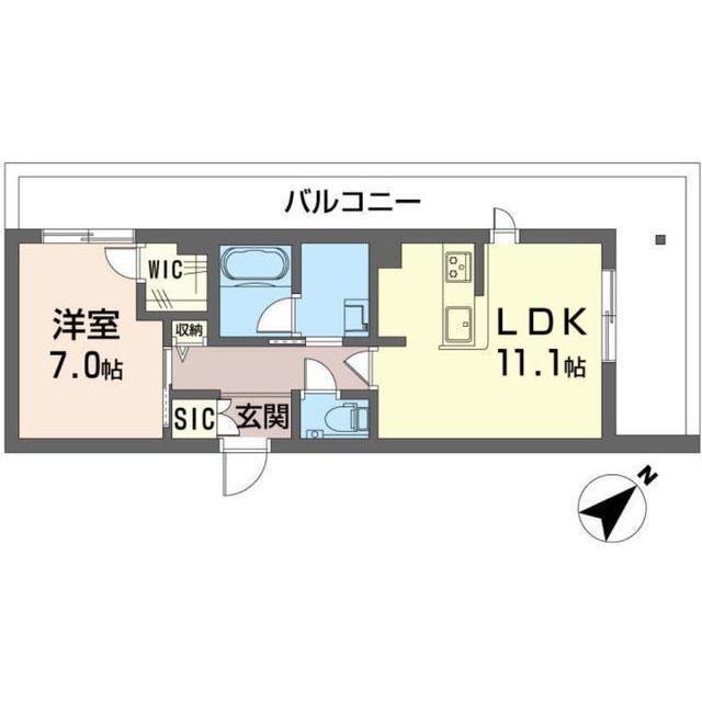 アジュールモア長津田(1LDK/2階)の間取り写真