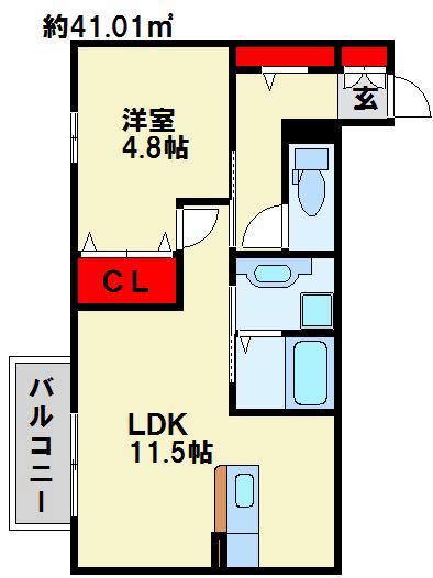 OASIS(1LDK/2階)の間取り写真