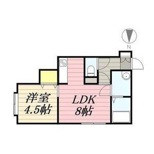 ルアナ麻生(1DK/2階)の間取り写真