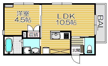 MAISON LE SOLEIL(1LDK/1階)の間取り写真