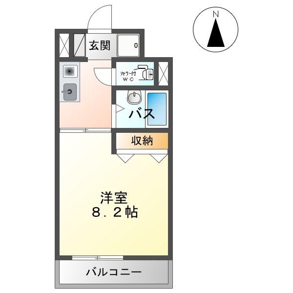 ローズマンション(1K/3階)の間取り写真