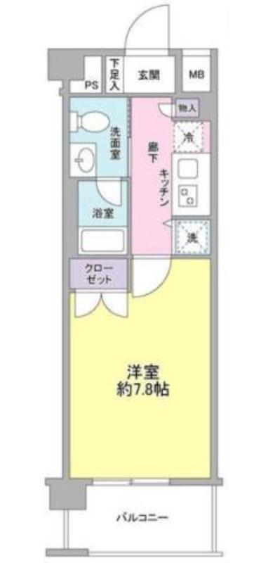 カルディア西馬込(1K/4階)の間取り写真