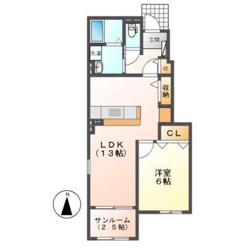 ミルメルシーA・B(1LDK/1階)の間取り写真