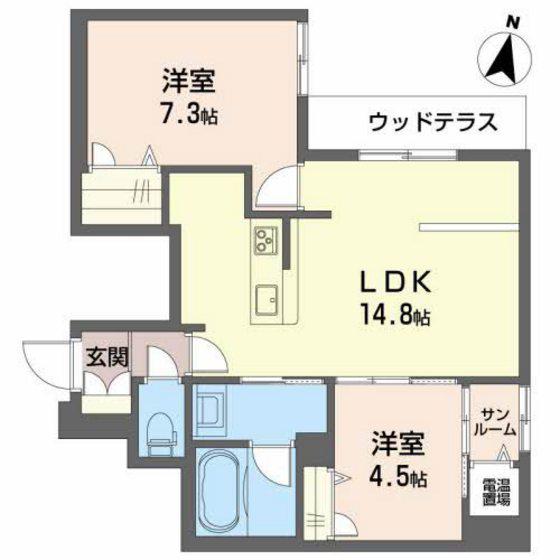 DREAMIO堀川小泉(2LDK/1階)の間取り写真