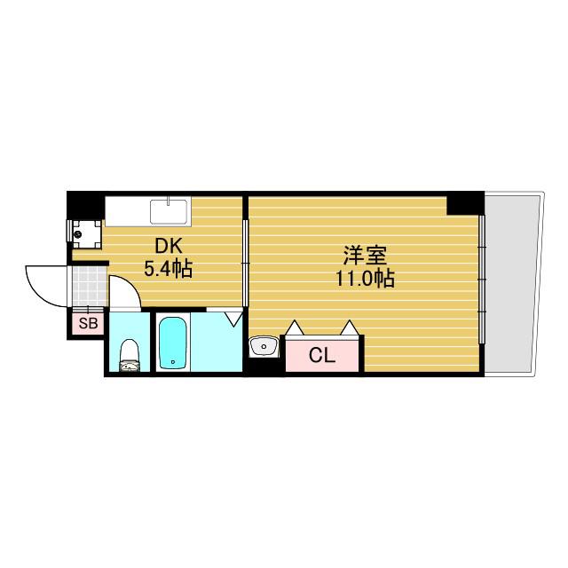大拓ハイツ6(1DK/6階)の間取り写真