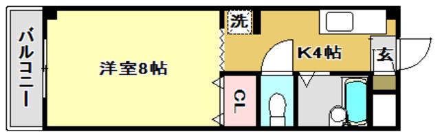 リバープール桟四 II(1K/4階)の間取り写真