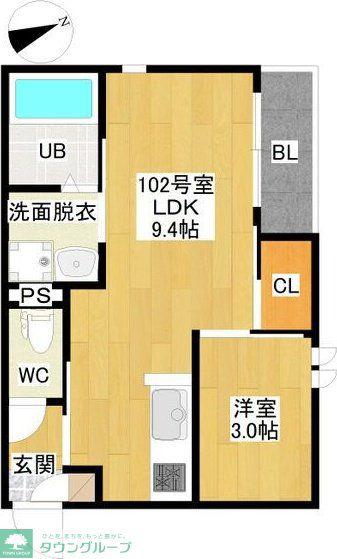 GRANDTIC西野並(1LDK/1階)の間取り写真
