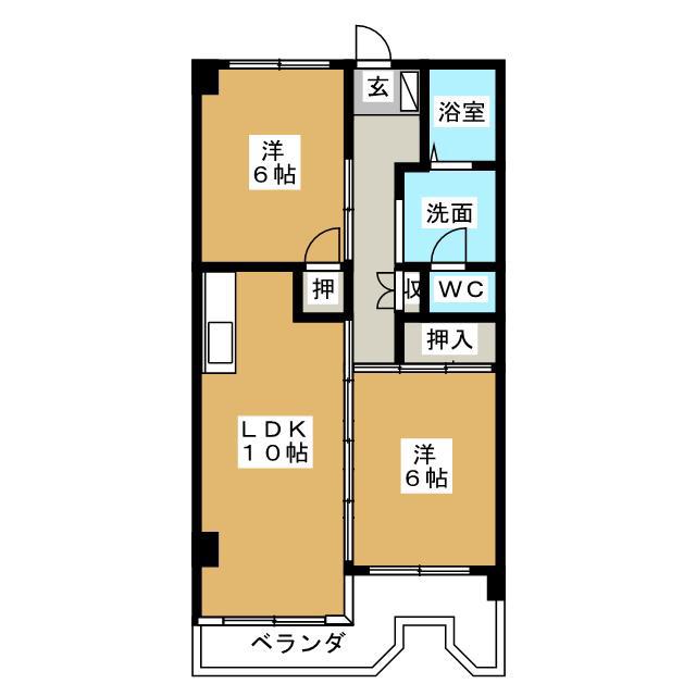 岐陽コーポレーション(2LDK/4階)の間取り写真