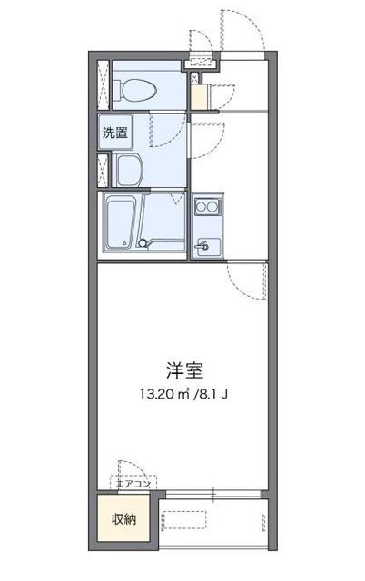 クレイノブリッジハイ(1K/2階)の間取り写真