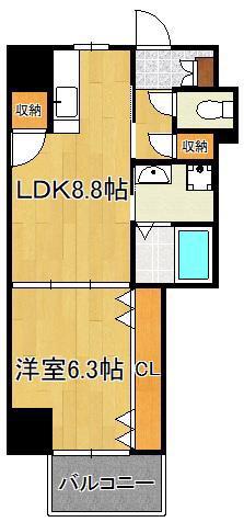 クレスト南小倉(1LDK/4階)の間取り写真