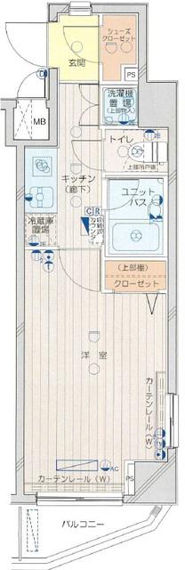 プロフ小石川後楽園(1K/6階)の間取り写真