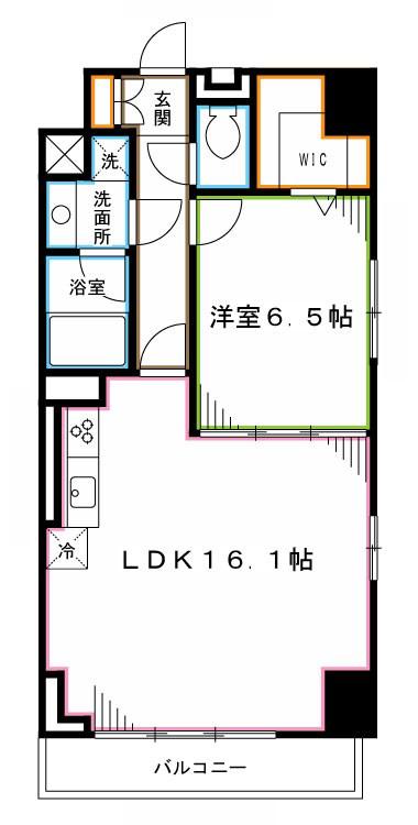 メゾンドフローレ野方(1LDK/7階)の間取り写真