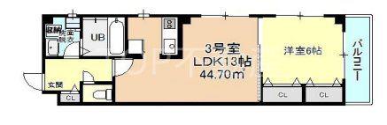ARCOBALENO SINMEI(1LDK/4階)の間取り写真