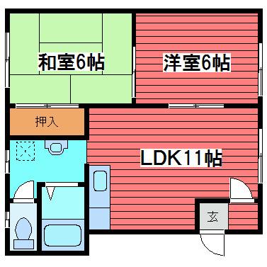 陽光ハイツ(2LDK/3階)の間取り写真