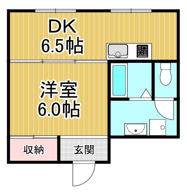 ペディハイツ塚口(1DK/1階)の間取り写真