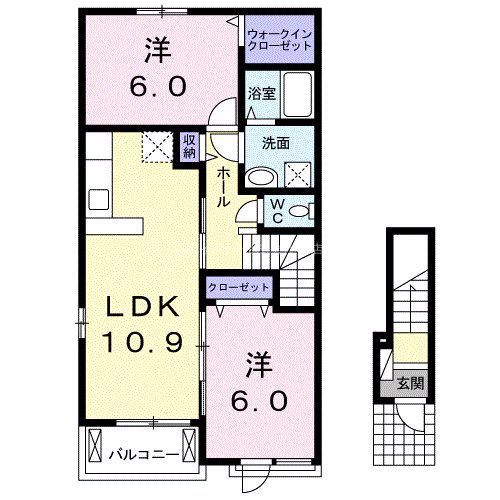 クレール(2LDK/2階)の間取り写真