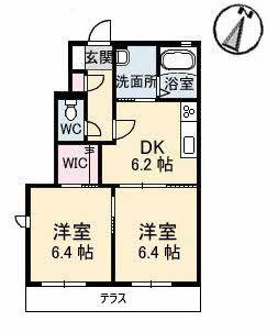 リブランD棟(2DK/1階)の間取り写真