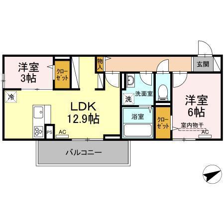 ステラヒルズ(2LDK/3階)の間取り写真