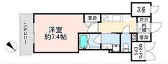 アルファレガロ神戸元町(1K/2階)の間取り写真