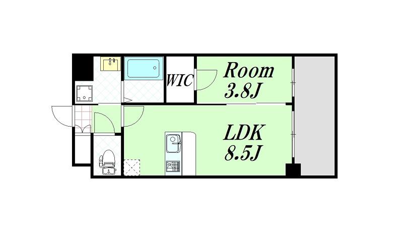 エスリード江坂アルテリア(1LDK/8階)の間取り写真
