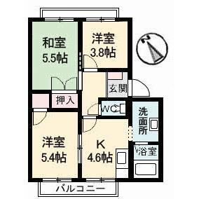 ブライトンハイツ(3K/2階)の間取り写真