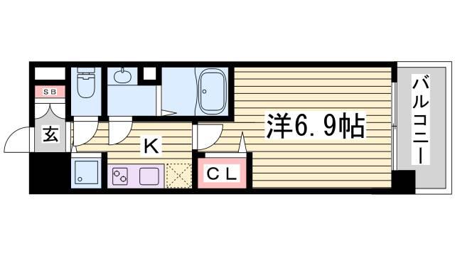 アドバンス神戸プリンスパーク(1K/3階)の間取り写真