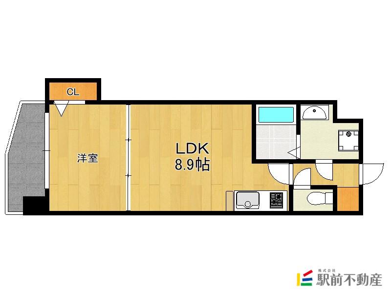 アンピールメゾン天神北(1LDK/9階)の間取り写真