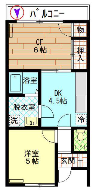 リヴォーレ鶴水(2DK/3階)の間取り写真