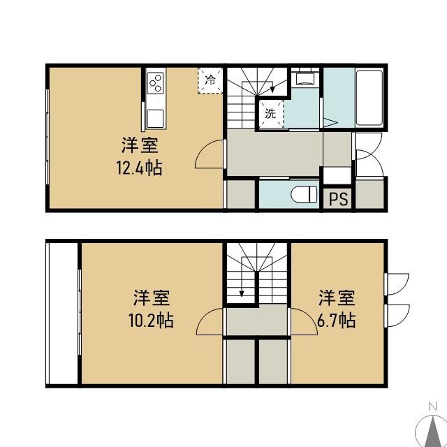 トピア安倍館B(2LDK/1階)の間取り写真