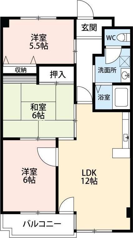 ダイヤモンド寿泉(3LDK/2階)の間取り写真