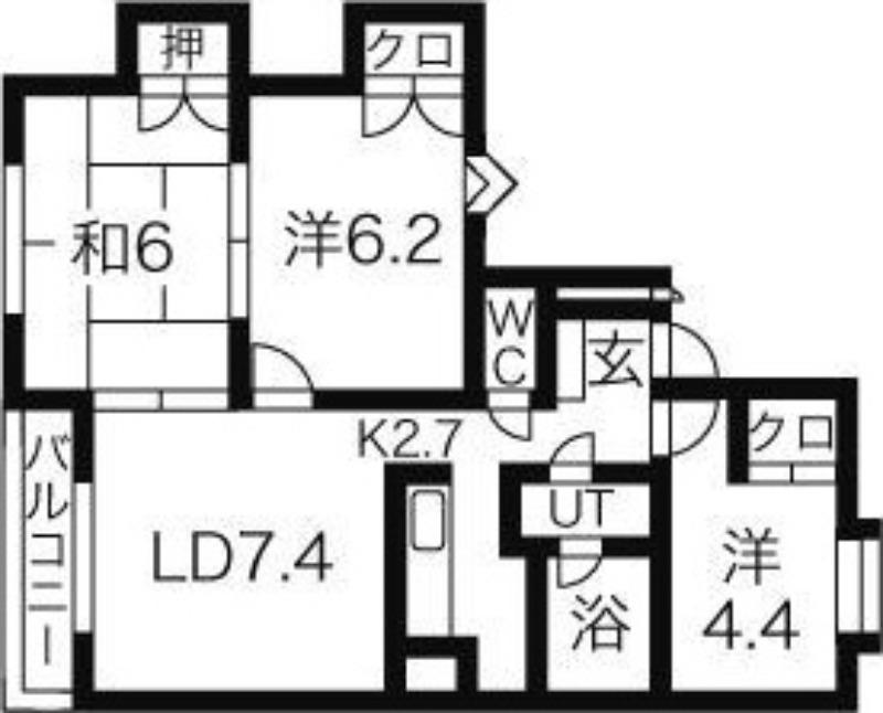 ハーベスト26(3LDK/1階)の間取り写真