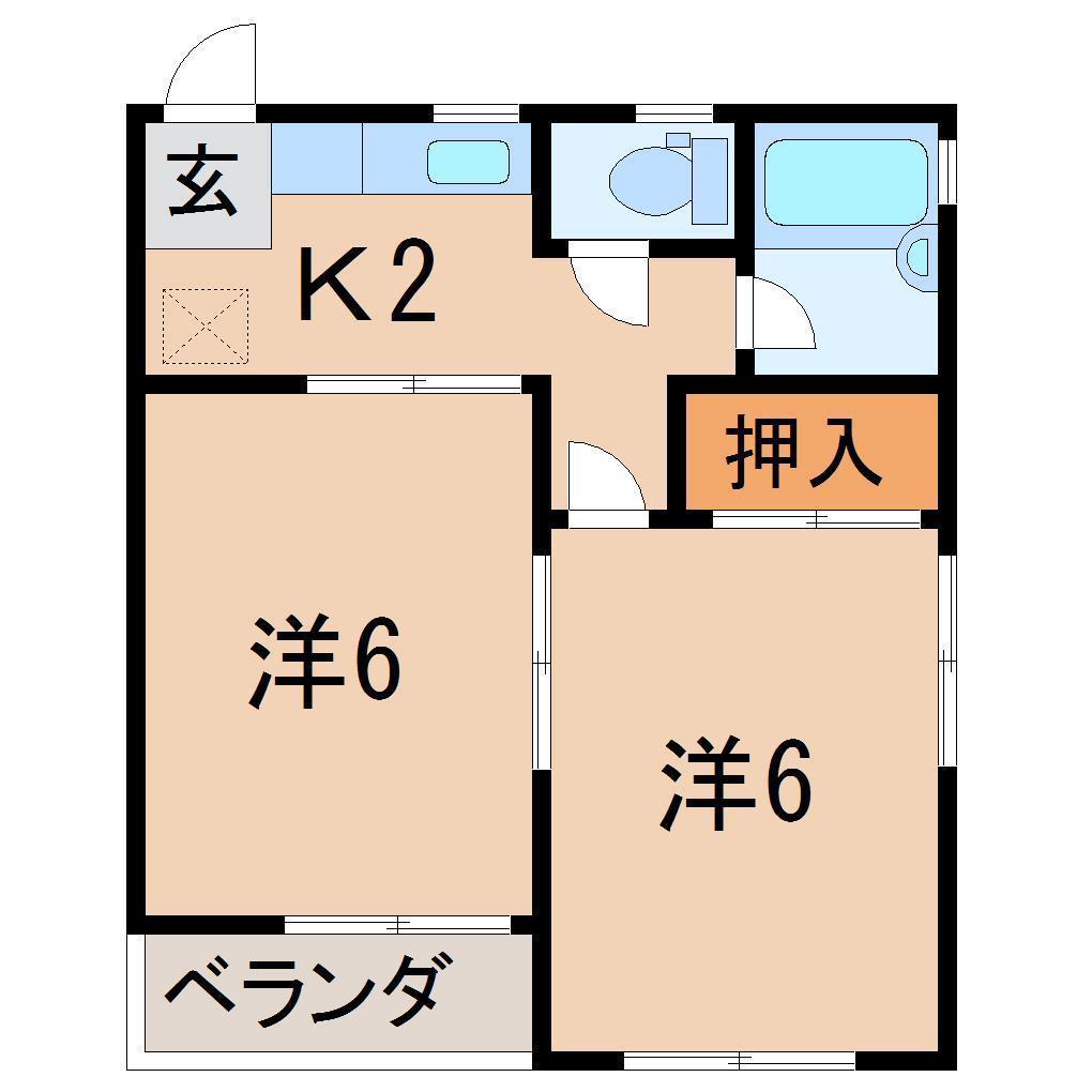 ラ・アルテ(2K/2階)の間取り写真