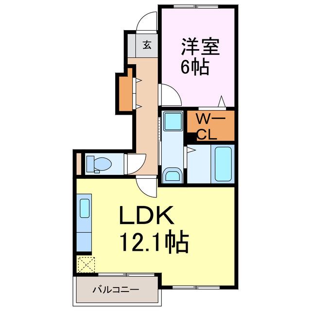 さくらハイツD棟(1LDK/1階)の間取り写真
