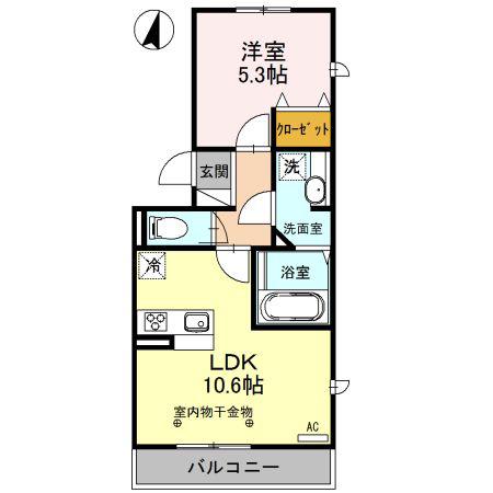 匠乃館B(1LDK/3階)の間取り写真