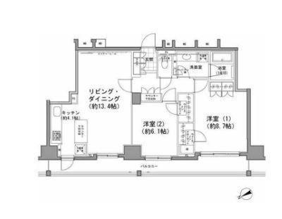 パークハビオ八丁堀(2LDK/14階)の間取り写真
