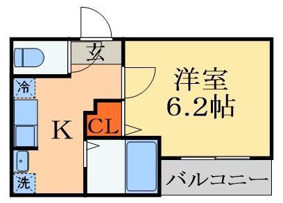MELDIA検見川A(1K/3階)の間取り写真