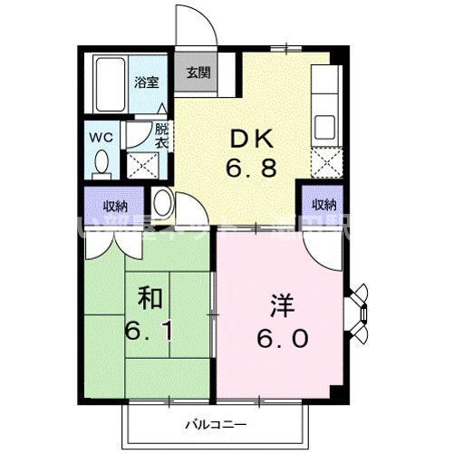 エクセルカーサ(2DK/2階)の間取り写真