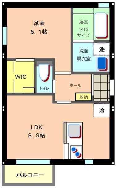 ルミエール(1LDK/2階)の間取り写真