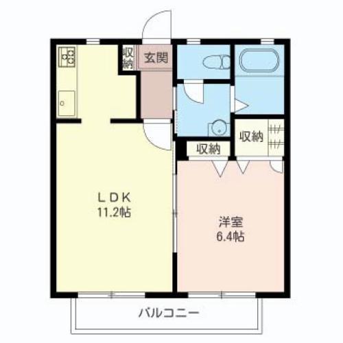ブランドール高田(1LDK/2階)の間取り写真