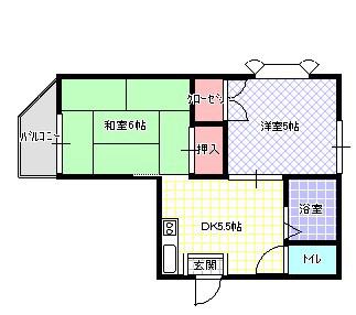 カールハイツ寝屋川II(2DK/3階)の間取り写真