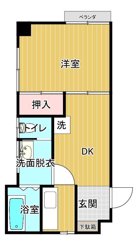 ハイツ中村(1DK/2階)の間取り写真