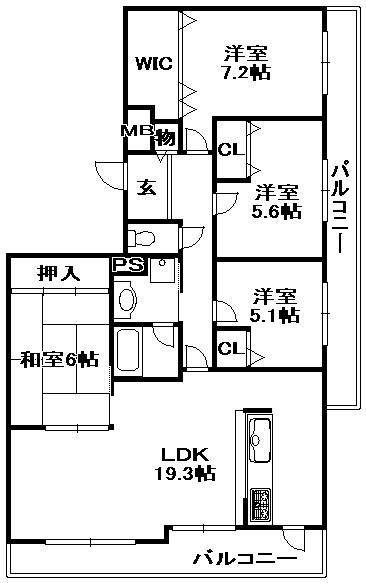 アディール三田2番館(4LDK/6階)の間取り写真