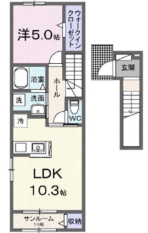 コンフォート神田 A(1LDK/2階)の間取り写真