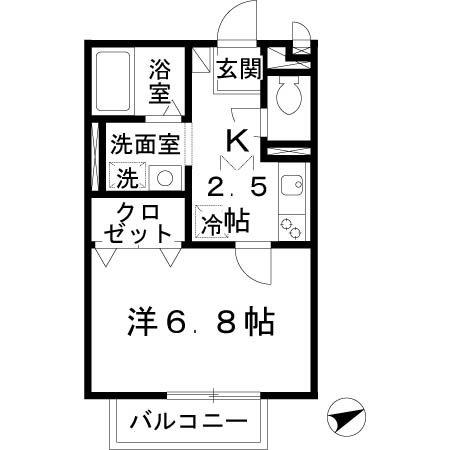 ルピナス(1K/1階)の間取り写真