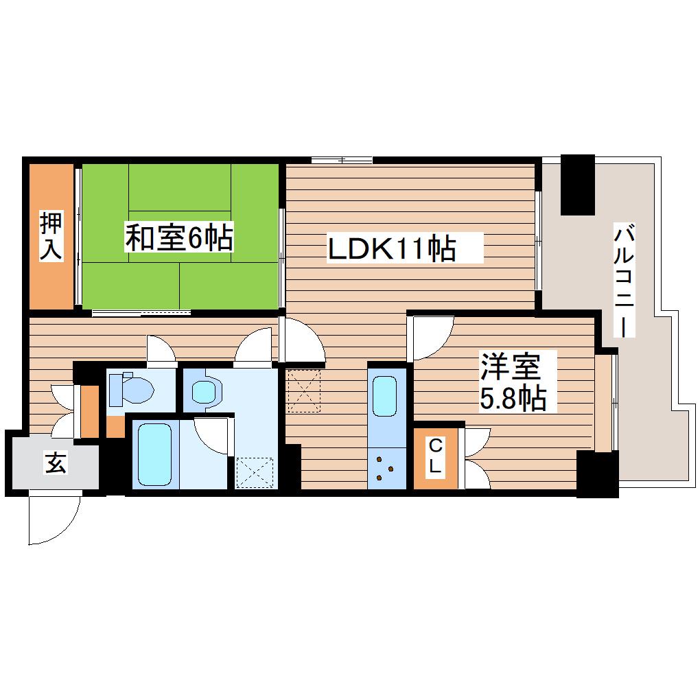 ナイスアーバン大和町プラザ(2LDK/7階)の間取り写真