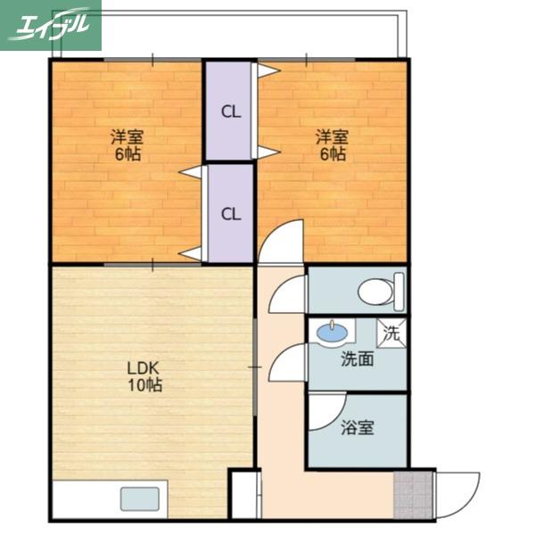 成広伊田コーポ(2LDK/2階)の間取り写真